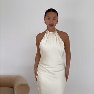 Elegant Cream Halter Dress